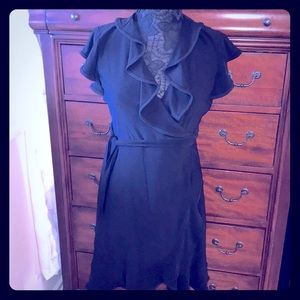 NWT Dress Barn Black belted spring dress. Size 4.